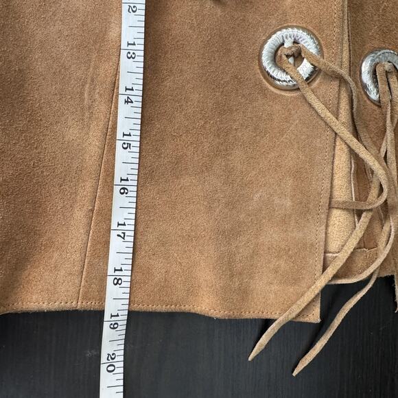 Vintage Suede Fringe Vest Womens Medium Western Leather Concho Tie Front USA - Picture 13 of 14